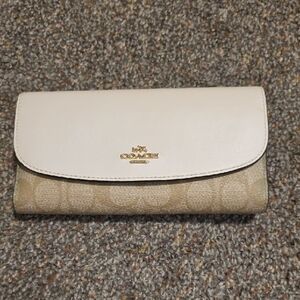 Coach Cream and Tan Women's Wallet